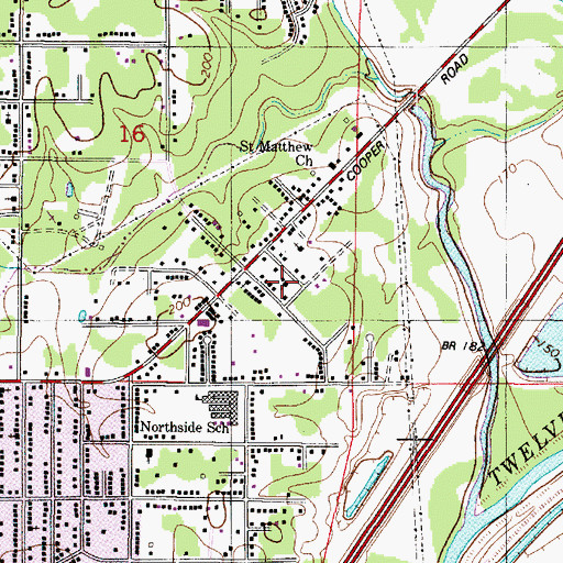 Topographic Map of Ward Chapel, LA