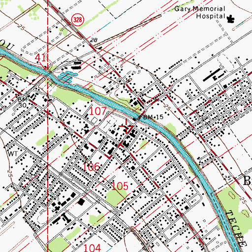 Topographic Map of Saint Bernard School, LA
