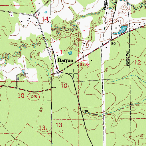 Topographic Map of Barron Chapel (historical), LA