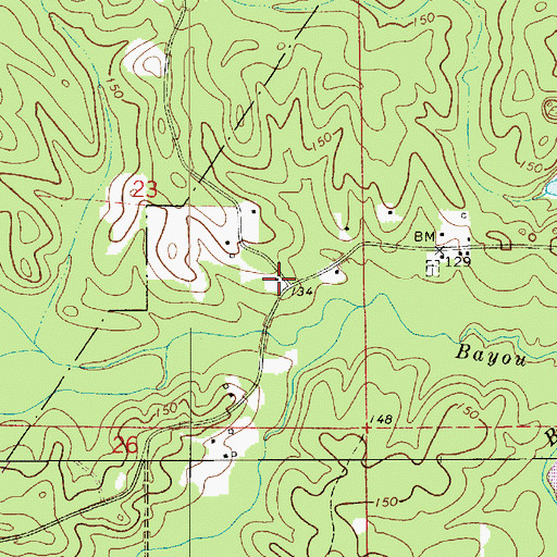 Topographic Map of Bayou Clear School (historical), LA