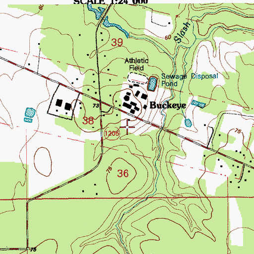 Topographic Map of Buckeye High School, LA