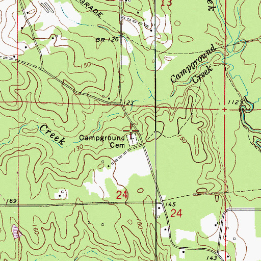 Topographic Map of Camp Ground Church (historical), LA