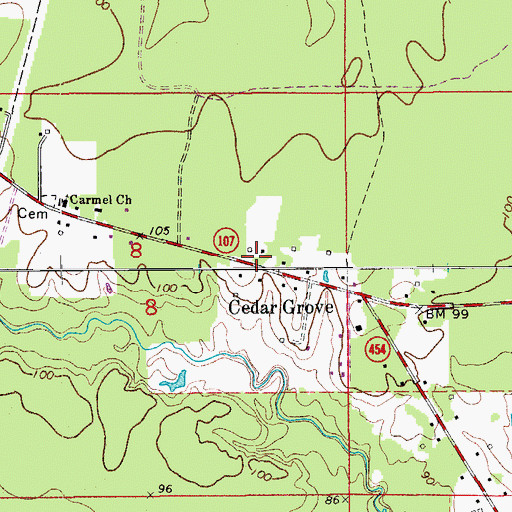 Topographic Map of Cedar Grove School (historical), LA