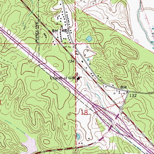 Topographic Map of Church of God, LA
