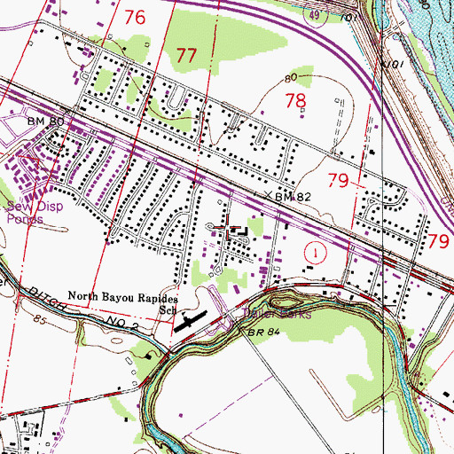 Topographic Map of Community Baptist Church, LA