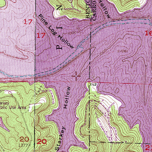 Topographic Map of Starkey Hollow, AR