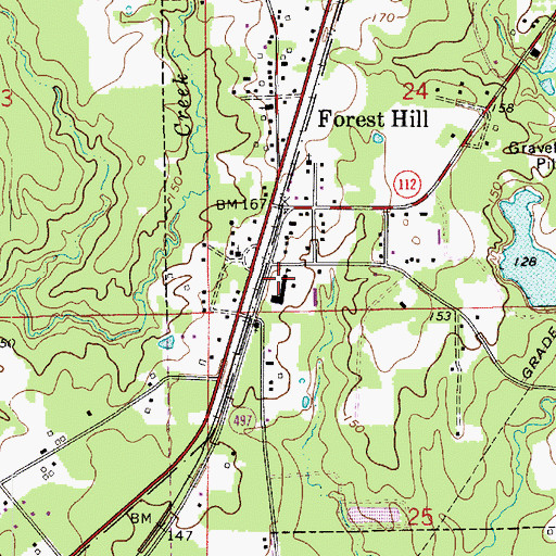 Topographic Map of Forest Hill Elementary School, LA