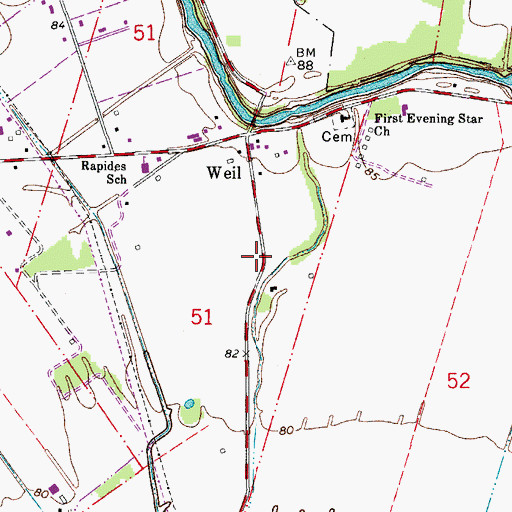 Topographic Map of Graham (historical), LA