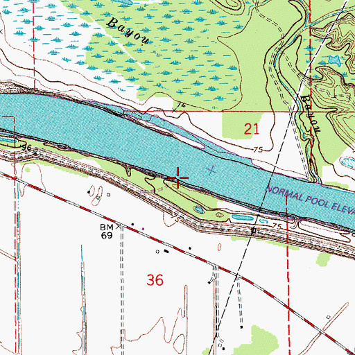 Topographic Map of Jones Quarters Landing, LA