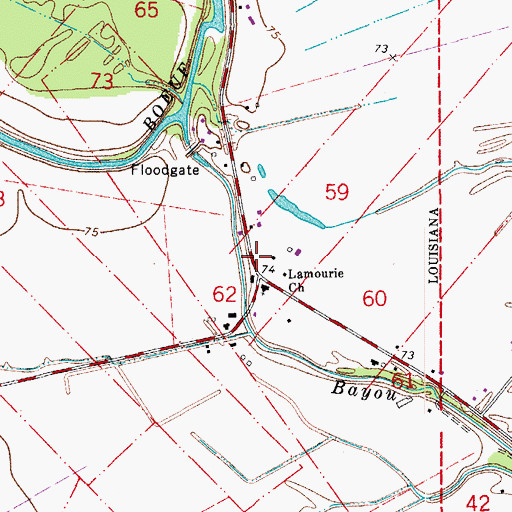 Topographic Map of Lamourie High School (historical), LA