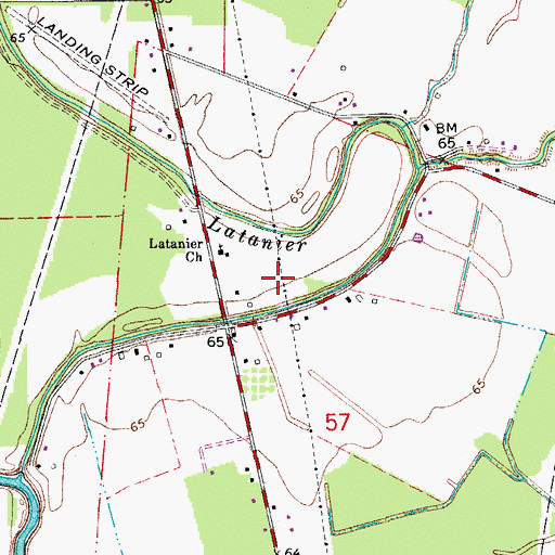 Topographic Map of Latanier School (historical), LA