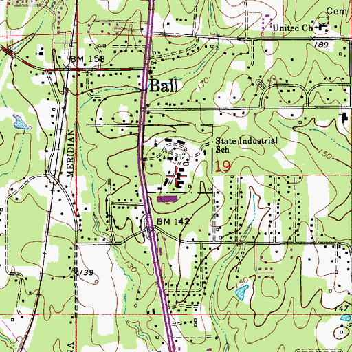 Topographic Map of Louisiana Training Institute for Girls, LA