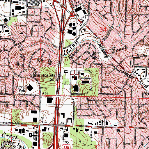 Topographic Map of State Hospital Cemetery, AR