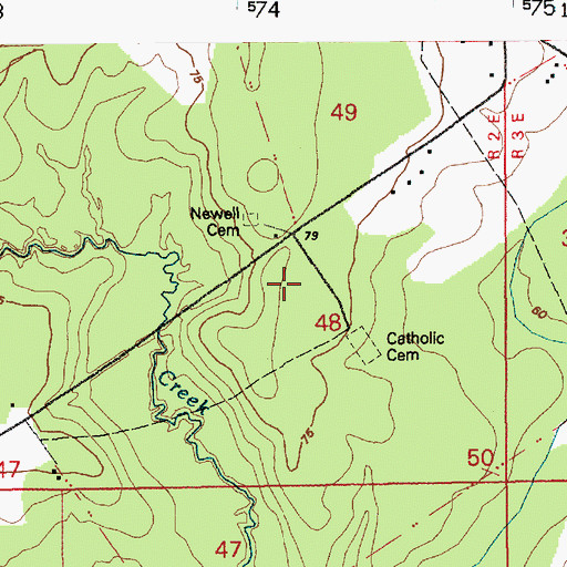 Topographic Map of Newell Church (historical), LA