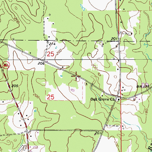 Topographic Map of Oak Grove School (historical), LA