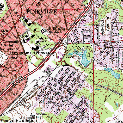 Topographic Map of Pineville Junction, LA