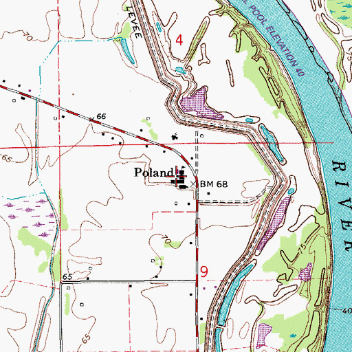 Topographic Map of Poland Junior High School, LA