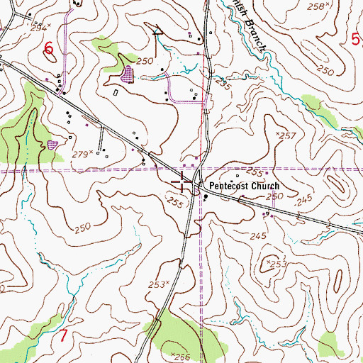 Topographic Map of Red Top Church (historical), LA