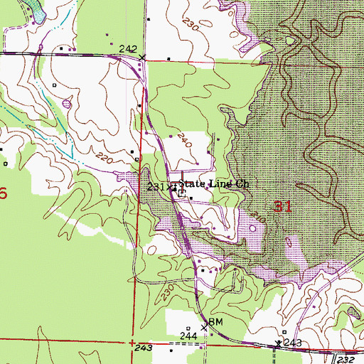 Topographic Map of State Line Church, AR