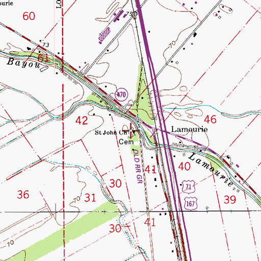 Topographic Map of Saint John Baptist Church, LA