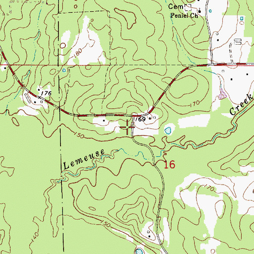 Topographic Map of Shady Grove School (historical), LA