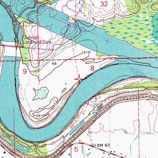 Topographic Map of Stonewall Landing, LA