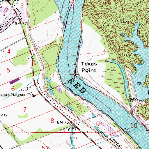 Topographic Map of Texas Point Landing, LA