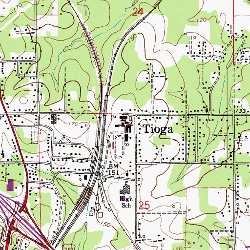 Topographic Map of Tioga Junior High School, LA
