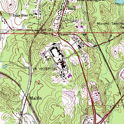 Topographic Map of United States Base Hospital Number 27 (historical), LA