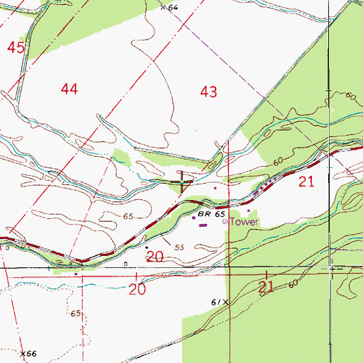 Topographic Map of Back Bayou, LA