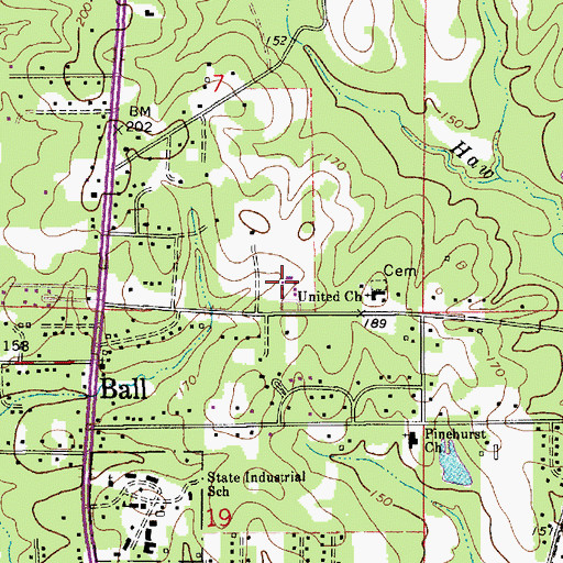 Topographic Map of Ball Elementary School, LA