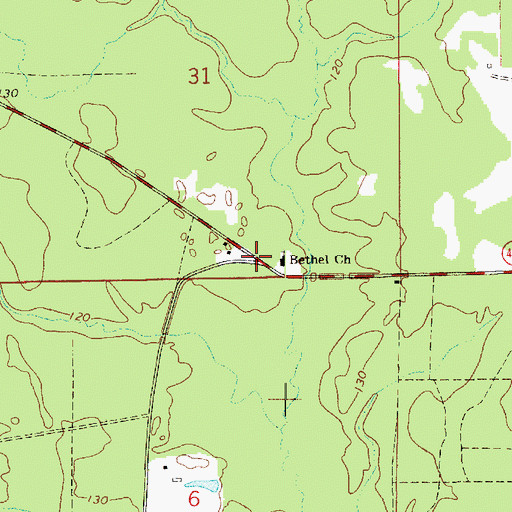 Topographic Map of Bethel, LA