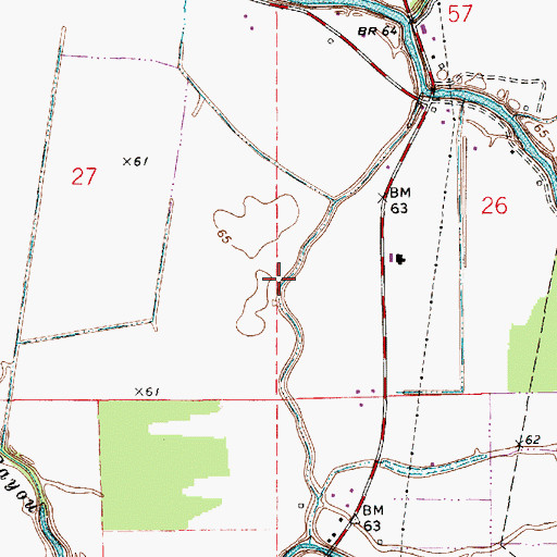 Topographic Map of Cross Bayou, LA