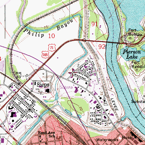 Topographic Map of Eastern Charm Baptist Church, LA