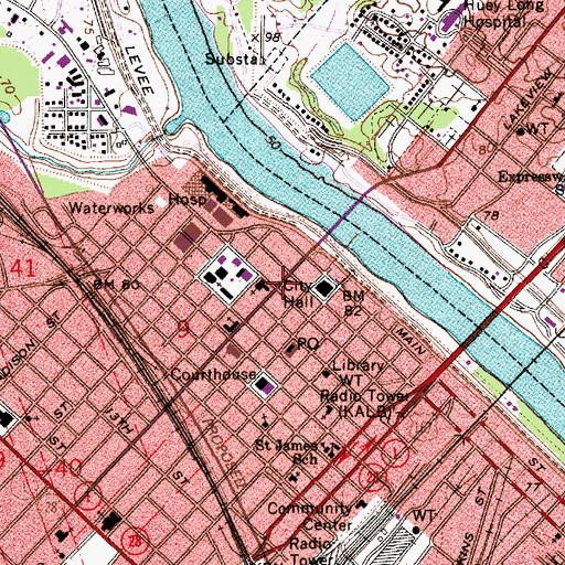 Topographic Map of First Pentecostal Church, LA