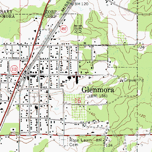 Topographic Map of Glenmora Elementary School, LA