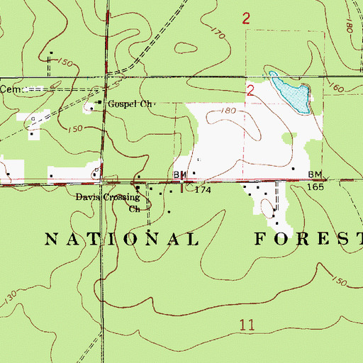 Topographic Map of Hickory Grove School (historical), LA