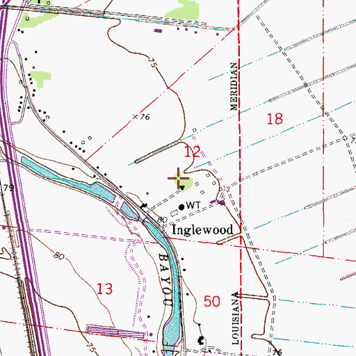 Topographic Map of Inglewood Plantation, LA