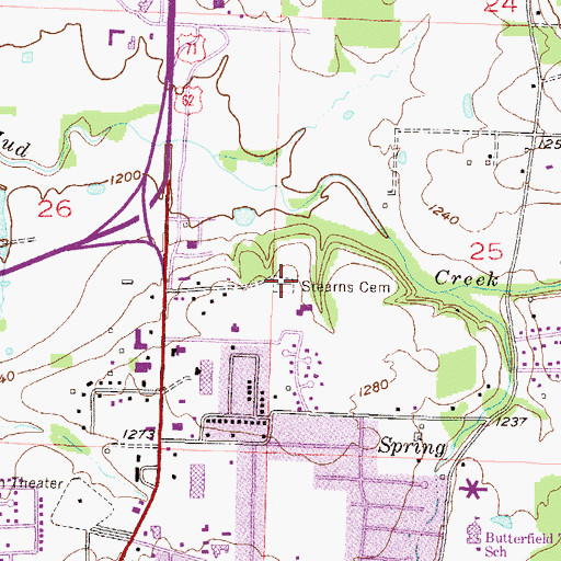 Topographic Map of Stearns Cemetery, AR