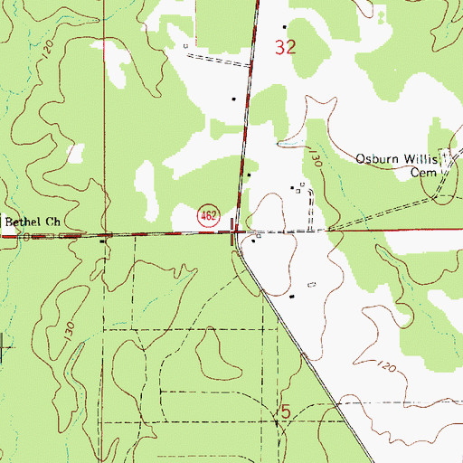 Topographic Map of Osburn, LA