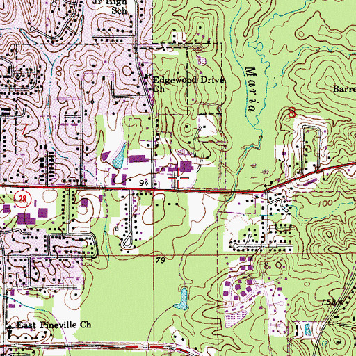 Topographic Map of Pinebrook Square Shopping Center, LA