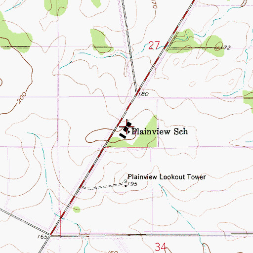 Topographic Map of Plainview High School, LA
