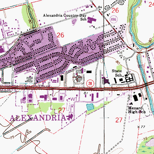 Topographic Map of Rapides Parish Coliseum, LA