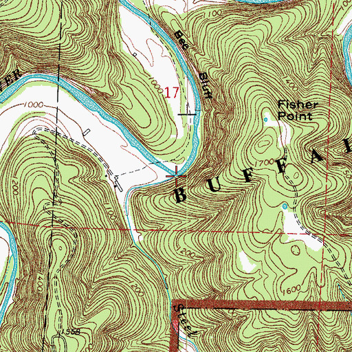 Topographic Map of Steel Creek, AR