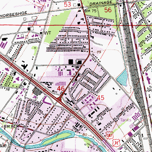 Topographic Map of Southside Shopping Center, LA