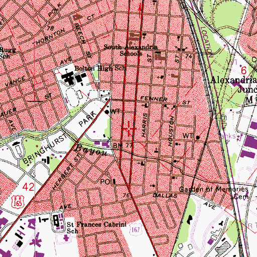 Topographic Map of Starlight Baptist Church, LA