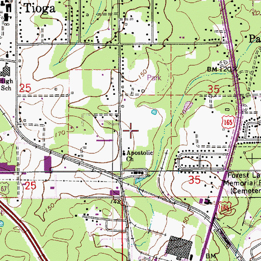 Topographic Map of Tioga Elementary School, LA