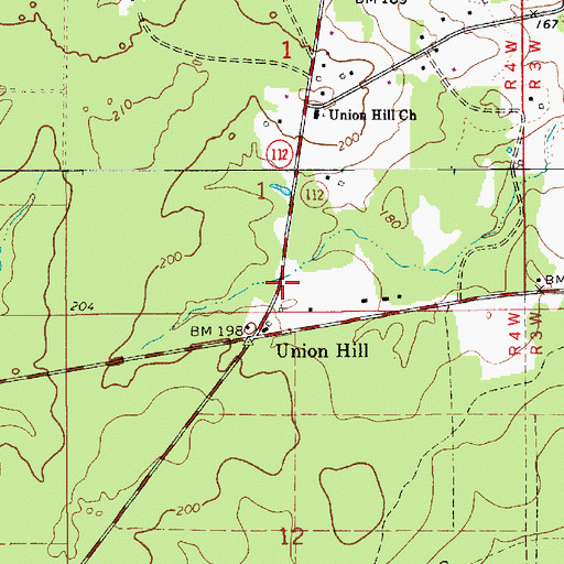 Topographic Map of Union Hill School (historical), LA