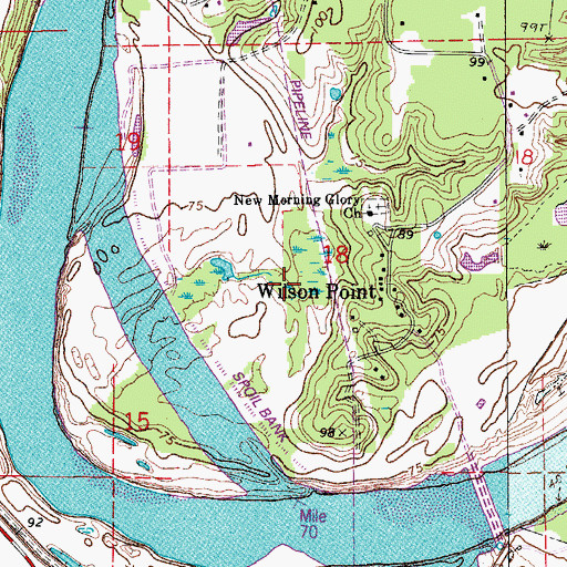 Topographic Map of Wilsons Ferry (historical), LA