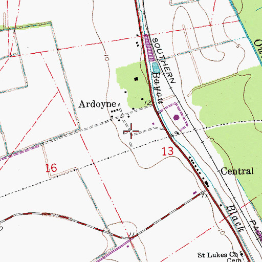 Topographic Map of Ardoyne Plantation, LA